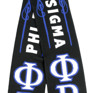 Écharpe Phi Beta Sigma noire et bleu roi avec lettres grecques tricotées, vêtement de fraternité 1914, écharpe élégante et chaude pour l'hiver - Product Image 6