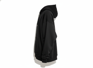 Sudadera con capucha negra de ajuste cómodo con cremallera |   Tela de Forro Polar Duradera y Suave |   Estilo Unisex - Product Image 3