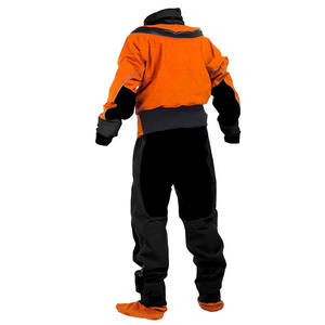 Orange Waterproof Breathable Drysuit <b>Work</b> Coverall with <b>Black</b> Panels and Hooded Design - Product Image 5