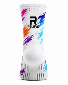 Relevo Athletic <b>Socks</b> Men's Breathable Knitted Sports <b>Socks</b> with Colorful Print Design Summer Use - Product Image 1