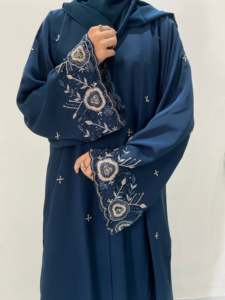Kaftan Abaya Turc Fait Main Élégant et Respirant Anti-Plis, Manches Longues en Lin, Coupe Classique, Idéal pour la Prière de l'Aïd - Meilleure Vente - Product Image 5