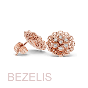 Pendientes de Oro Rosa Vintage con Diamantes, Diseño Floral de Filigrana, Corte Brillante Redondo, para Mujer, Venta al por Mayor, Ideales para Fiestas - Product Image 5