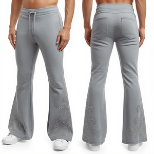 Pantalones Modernos de Hombre con Pedrería y Diseño de Ondas de Hielo, Tela Premium de Alta Calidad y Estilo Urbano - Product Image 3