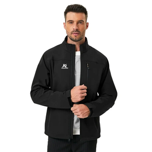 School Uniform Softshell Jacket with <b>Black</b> Colors Waterproof <b>Windbreaker</b> Fabric Warm Fleece Lining and Personalized School Logo - Product Image 1