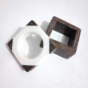 Handmade Black Leather Napkin holder High Selling 2025 decorative <b>Indian</b> Wooden Napkin <b>Ring</b> and Accessories & Table Linen - Product Image 2