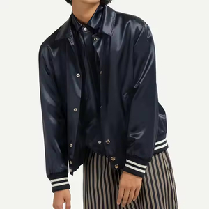 Chaqueta de satén para hombre, estilo urbano, ligera, con cremallera completa, informal, a la moda, cómoda, para uso diario. - Product Image 2