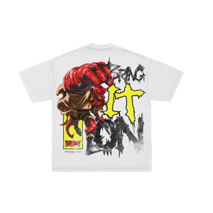 Camiseta Blanca de Manga Corta para Hombre con Estampado de Personajes Personalizado, Cuello Alto, Corte Regular, Formal, 100% Algodón, Tejido de Punto - Product Image 1