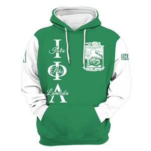 Sudadera con Capucha de la Hermandad Iota Phi Lambda, Color Verde Esmeralda con Mangas Blancas, Sudadera Personalizada con el Capítulo 1929 para Mujer - Product Image 5