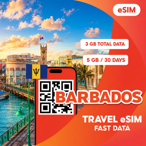 NionAir Barbados Travel ESIM 3GB / 5GB 30 Jours 4G/5G Données Mobiles Internet Code QR Configuration Facile Livraison Instantanée par E-mail Personnalisé - Product Image 1