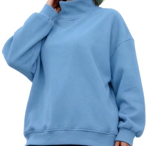New Trendy Women Mockneck Fleece Sweatshirt Pullover Drop Shoulder Style Comfortable Autumn/Winter <b>Top</b> Custom <b>Mock</b> <b>neck</b> - Product Image 1
