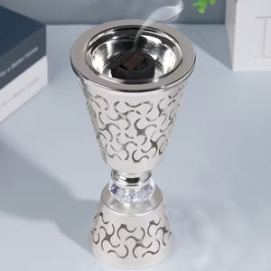 Wholesale Hollow Out Silver Metal <b>Bakhoor</b> Burner Crystal Ball Stand Bulk Arabian Mabkhara Goblet Shape <b>Oud</b> Incense Holder Decor - Product Image 3