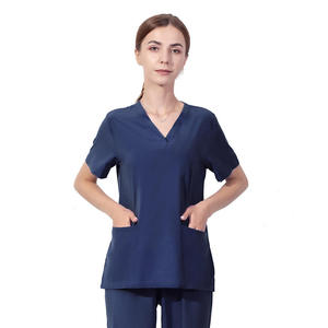 Conjunto de Uniforme Médico Transpirable con Cuello en V, Manga Corta, para Uso Hospitalario, con Bolsillos, Unisex, Servicio OEM - Product Image 6