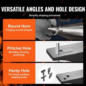 Enclume robuste en acier moulé de 66 lb à corne unique, haute dureté, avec grand trou carré, outil de forgeron, produit haute visibilité - Product Image 5