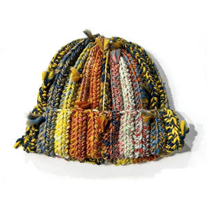 Custom Brand OEM <b>Wool</b> Blend Chunky Knit <b>Beanie</b> 3D Embroidery Striped Pattern Sublimation Transfer Print Unisex Adult Winter <b>Hat</b> - Product Image 5