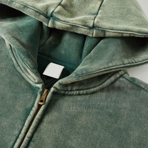 Sweat à capuche personnalisé avec logo imprimé, 100% coton, lavage à l'acide, coupe classique, tissu en coton mélangé doux, style décontracté d'hiver, style streetwear - Product Image 2
