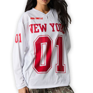 Camiseta Deportiva Americana de Malla 100% Poliéster, Corte Cuadrado, Manga Corta, Cuello en V, Hombros Caídos, Transpirable, Protección UV - Product Image 1