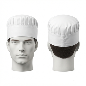 Casquette de Chef Imprimée Numérique en Polyester/Coton Non Tissé Imperméable 40 GSM de Qualité Supérieure, Accessoires Blancs à Panneaux Plissés Jetables - Product Image 2