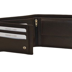 Portefeuille homme en cuir véritable marron, fin, à fermeture pliante, style minimaliste, usage quotidien, bouton pression, pochette à monnaie, doublure en polyester - Product Image 2