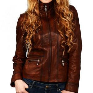 Chaqueta de cuero genuino para mujer, abrigo de cuero real, corte ajustado, cálida, para otoño e invierno, precio asequible. - Product Image 1