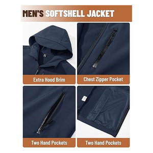 Waterproof Fleece Lined Windbreaker <b>Rain</b> <b>Jacket</b> for Winter Outdoor Hiking and Travel <b>Men's</b> Hooded Softshell <b>Jacket</b> <b>Lightweight</b> - Product Image 2