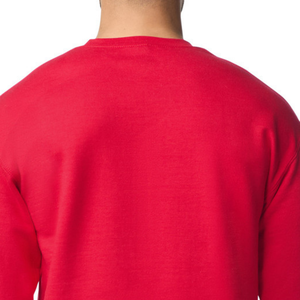 เสื้อสเวตเชิ้ตคอกลมผู้ชาย สีแดง ผ้าฟลีซเนื้อหนาปานกลาง ผสมผ้าฝ้าย สวมใส่สบาย อุ่นสบาย รับสกรีนโลโก้ ขายส่ง รับผลิตแบบ OEM ODM แบบเรียบ - Product Image 5