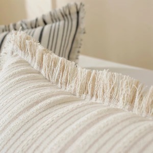 Striped Square Cotton Cushion Cover Handmade Woven Nordic Style Home <b>Decor</b> <b>Pillow</b> Case - Product Image 5