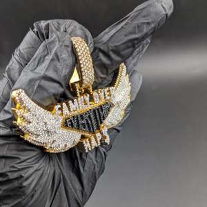 Colgante Personalizado con Nombre y Alas de Ángel, con Moissanita Redonda Tallada, Estilo Hip Hop, Plata de Ley 925, Joyería Fina, Colgantes y Dijes - Product Image 4