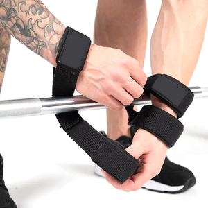 Sangles de maintien noires pour la musculation, sangles de soutien pour les poignets, antidérapantes, réglables, prix bas, OEM avec personnalisation - Product Image 4