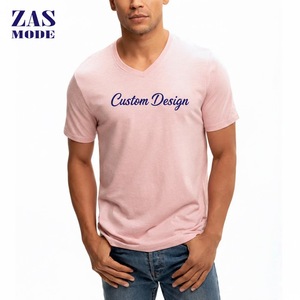 Nueva llegada, camiseta de punto con cuello en V para hombre, 100% algodón, 280 gramos, fitness, oversize, con logotipo personalizado serigrafiado. - Product Image 1