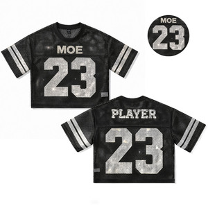 Camiseta de fútbol americano negra personalizada con lentejuelas para mujer, estilo crop de malla con letras de diamantes de imitación, oversize, estilo Y2K, para el día del partido, OEM - Product Image 2