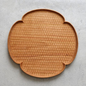 Assiette à dessert carrée en bois, assiette de service faite à la main, design minimaliste, couleur unie, vaisselle et assiettes, assiette à fleurs - Product Image 3