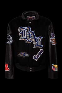 Chaqueta Varsity de Lana y Cuero de los Baltimore Ravens con Estilo Inglés Antiguo - Product Image 1
