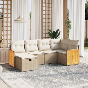 Conjunto de Sofás Modulares Grandes de Ratán Sintético PE Beige para Jardín, Muebles de Patio con un Elegante Diseño Modular - Product Image 1