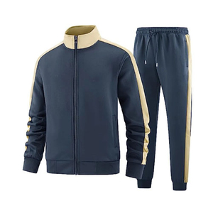 Conjunto Deportivo para Hombre, Color Sólido, Manga Larga, Cierre de Cremallera, Cuello Alto, Estilo Deportivo, para Otoño, con Bolsillos Laterales, Secado Rápido, Ligero - Product Image 3