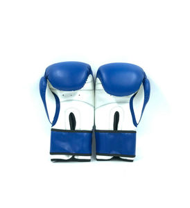 Blue Faux Leather Boxing Gloves With <b>Velcro</b> Wrist <b>Strap</b> For Adults Training And Fighting 14oz - Product Image 4