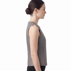 <b>Women</b> V-Neck Cowhide <b>Vest</b> Reversible Winter Fashion Button <b>Down</b> Sleeveless Polyester Waistcoat - Product Image 3
