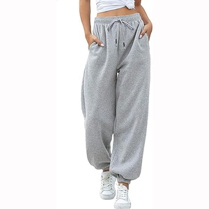 Solid Colors Loose High Waist <b>Drawstring</b> And Casual Sports <b>Trousers</b> Women's Plus Size Custom Jogger Sweatpants for Women - Product Image 3