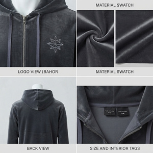 Regular Fit Velour Ribbed Men Faded Boxy Zipper Pullover Hoodie with Eco-Friendly Fleece Fabric Custom Hoodie - Product Image 5