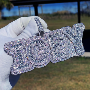 Collar de Lujo Hip Hop con Letra Personalizada, Chapado en Plata, con Diamantes de Imitación, para Hombre, Colgante de Joyería de Moissanita Grande - Product Image 1