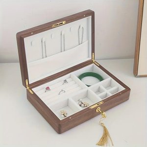 Estuche de viaje personalizado para joyas de resina con diseño oceánico, organizador de joyas de madera con arte en resina, regalo para ella. - Product Image 2