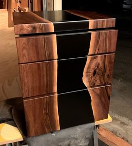 Buffet Modulaire Moderne en Bois Massif, Design Rivière d'Époxy, Fait Main, Style Ferme, Meuble de Chambre et d'Appartement, 4 Tiroirs, Bord Naturel, pour Studio - Product Image 5