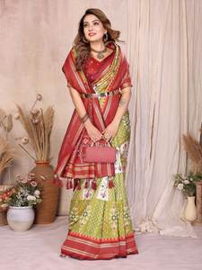 Sari en soie douce de qualité supérieure avec tissage Ikkat traditionnel – Bordure royale en Zari et Pallu riche pour les mariages - Product Image 2