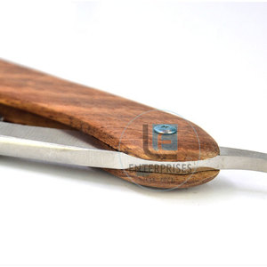 Solid Color Stainless Steel Wood Handle Professional Use Reusable Durable High Quality <b>Straight</b> Shaving <b>Razors</b> - Product Image 6