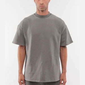 Camiseta de Manga Corta Lisa de Lujo, Tejido Grueso, Top de Verano a la Moda, Camiseta Oversize de Algodón de Alta Calidad para Hombre, Estilo Hip Hop - Product Image 1