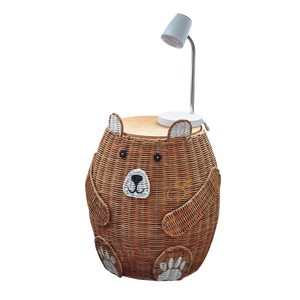 <b>Bear</b> Rattan Storage Basket with Lid Brown Woven Animal Shaped Toy Organizer Bin <b>Cute</b> Teddy <b>Bear</b> Nursery Hamper - Product Image 2