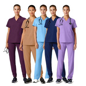 Fashion Doctors & Nurses Women's Medical <b>Scrub</b> Suits Breathable Comfortable Knitted Fabric <b>Scrubs</b> <b>Top</b> and Jogger Sets - Product Image 1