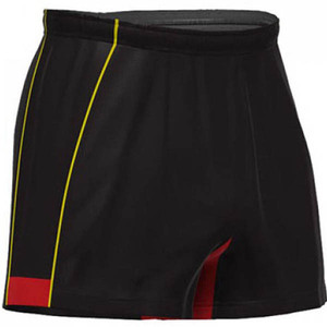 Conjunto deportivo de camiseta de manga corta y pantalones cortos para hombre, en rojo y negro con bloques de color, de secado rápido, tejido, para verano. - Product Image 2