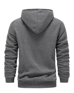 Men's Gray Hooded Zipper Sweatshirt Regular Fit Casual Autumn Wear 100% Cotton Knitted Solid Design Breathable Made Bangladesh - Product Image 2