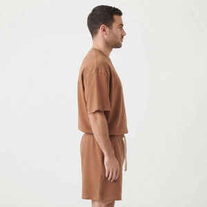 Conjunto de Camiseta y Pantalones Deportivos LOGO para Hombre, Camisetas Casuales Extra Grandes de Algodón y Poliéster, Conjunto Corto Personalizado con Cremallera - Product Image 3