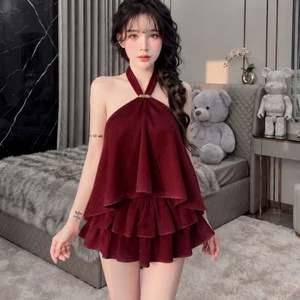 Ensemble deux pièces tendance pour femme en satin sexy, sans manches, longueur complète, uni, décontracté, coupe ajustée, lavable, écologique, personnalisable - Product Image 6